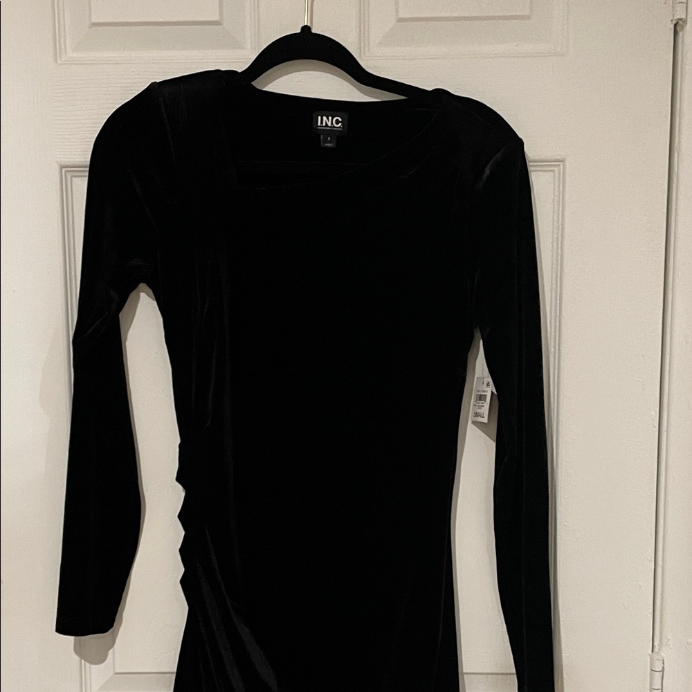 INC International Concepts Women's Long Sleeve Black Dress